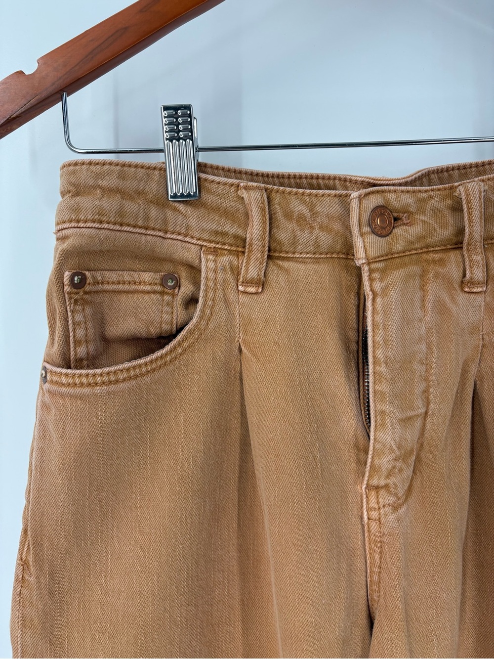 Pilcro Anthropologie The Breaker High Rise Barrel Brown Tan Cropped Size 26 - Picture 4 of 16